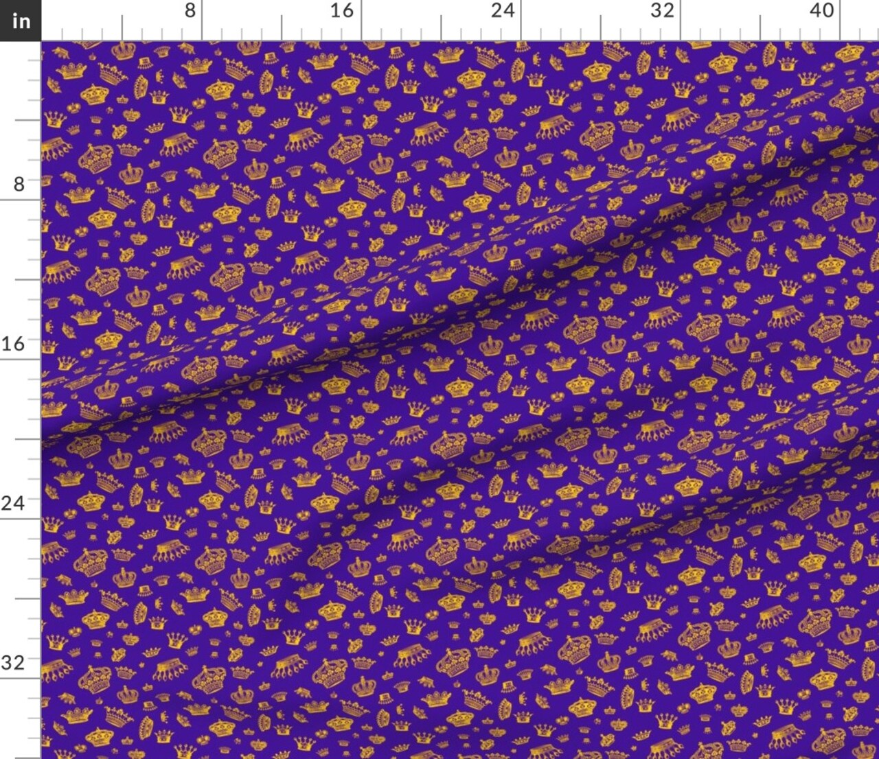 Royal Crowns Golden Yellow Purple Gold Mardi Gras Royalty King Princess Custom Printed Fabric by Spoonflower Various Fabrics by the Yard or Fat Quarter
